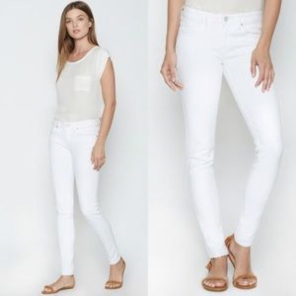 white mid rise skinny jeans